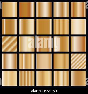 Raccolta di sfondi di bronzo. Set di gradienti di bronzo. Illustrazione Vettoriale. Illustrazione Vettoriale