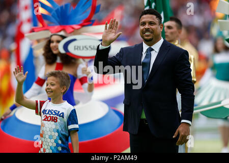 Mosca, Russia. 14 giugno 2018. Ronaldo prima del 2018 Coppa del Mondo FIFA Gruppo una corrispondenza tra la Russia e l'Arabia Saudita a Luzhniki Stadium il 14 giugno 2018 a Mosca, in Russia. Credito: Immagini di PHC/Alamy Live News Foto Stock