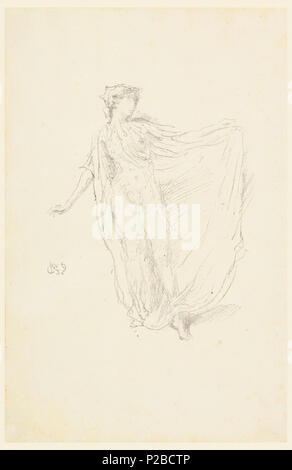 . Inglese: stampa, il dancing girl, 1890 . Inglese: una ragazza a ballare, faccia rivolta a destra e il mantello ha tenuto fuori dalla mano sinistra. . 1890 269 stampa, il dancing girl, 1890 (CH) 18606865 Foto Stock