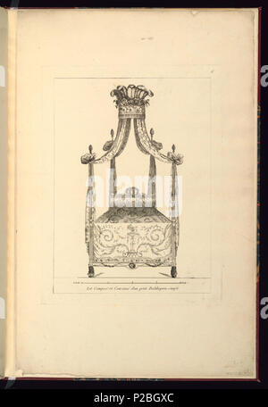 . Inglese: Stampa (Francia) . Inglese: letto a baldacchino con la progettazione di un centro coronet e tendaggi . prima del 1921 (acquisita data) 240 Stampa (Francia) (CH) 18225897 Foto Stock