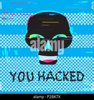 Funny cranio e testo hacked Illustrazione Vettoriale