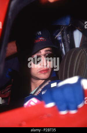 SAUGUS, CA - 12 ottobre: attore Jason Priestley assiste Reid Rondell Celebrity la gara su strada su ottobre 12, 1991 a Saugus Speedway in Saugus, California. Foto di Barry re/Alamy Stock Photo Foto Stock