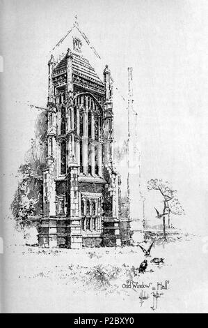 . Inglese: Herbert Railton la illustrazione della finestra di baia nella hall DEL LINCOLN' S INN . circa del 1895. Herbert Railton (1857-1910)[1] 146 Herbert Railton - Oriel finestra nella Hall Foto Stock