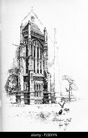 . Inglese: Herbert Railton dell'illustrazione del oriel window nella hall DEL LINCOLN' S INN . circa del 1895. Herbert Railton (1857-1910)[1] 146 Herbert Railton - Oriel finestra nella Hall (modificato) Foto Stock