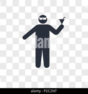 Uomo con occhiali e cocktail in un party icona vettore isolato su sfondo trasparente, l uomo con gli occhiali e cocktail in un partito il concetto di logo Illustrazione Vettoriale