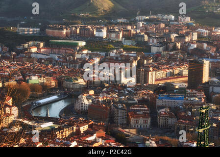 Bilbao vista da Artxanda, Bilbao, Biscaglia, Bizkaia, Paese Basco, Euskadi, Euskal Herria, Spagna, Europa Foto Stock