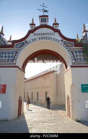 Ingresso al Museo d'arte contemporanea, CAAC, Centro Andaluz de Arte Contemporaneo, Monasterio de la Cartuja di Siviglia, Andalu Foto Stock