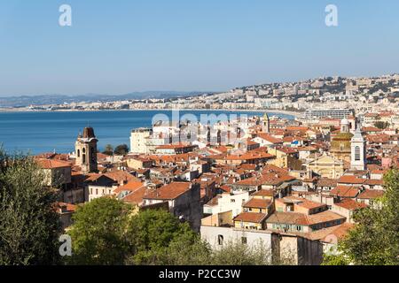 Francia, Alpes Maritimes, bello, vecchio quartiere Bella Vista da Castle Hill Foto Stock