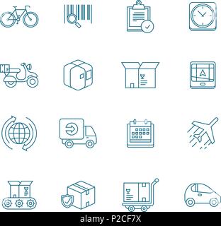 Linea di erogazione set di icone Illustrazione Vettoriale