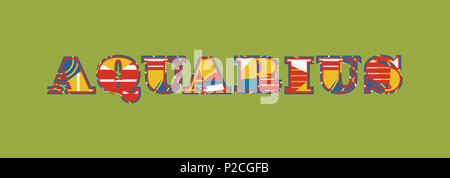 La parola AQUARIUS concetto scritto in astratto colorato la tipografia. Foto Stock