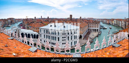 Vista dalla cima del Fondaco dei Tedeschi, Venezia Italia Foto Stock