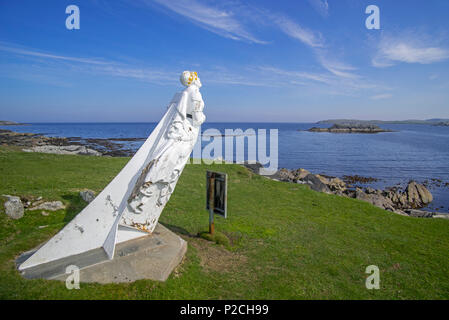 La moglie Bianca di Queyon, polena di naufragata la nave tedesca Bohus a Otterswick, Yell, isole Shetland, Scotland, Regno Unito Foto Stock