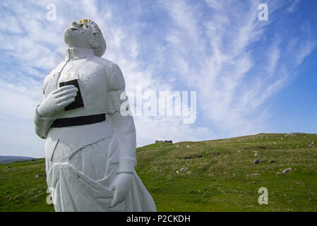 La moglie Bianca di Queyon, polena di naufragata la nave tedesca Bohus a Otterswick, Yell, isole Shetland, Scotland, Regno Unito Foto Stock