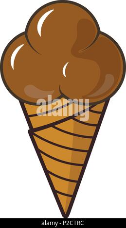 Gelato al cioccolato in un cono isolato Illustrazione Vettoriale