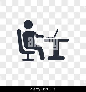 Lavorando con laptop icona vettore isolato su sfondo trasparente, lavorando con logo laptop concept Illustrazione Vettoriale