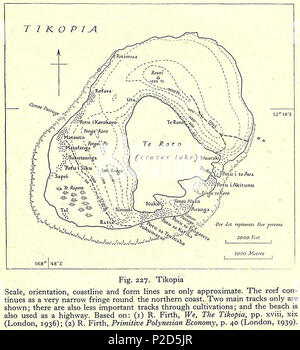 . Inglese: mappa storica della Tikopia Isola, Isole Salomone . tra il 1943 e il 1945. Stati Uniti Navy? 63 storico Tikopia Foto Stock