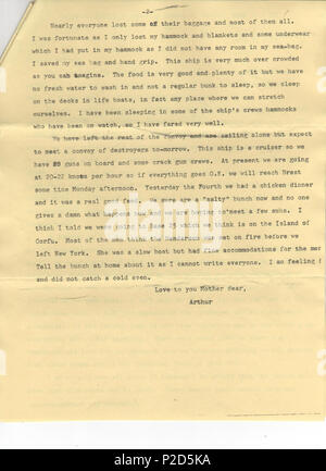 . Inglese: seconda pagina di una lettera da Arthur Rose Eldred a sua madre. Lettera scritta mentre in mare durante la guerra mondiale I. Eldred fu il primo Eagle Scout nelle Boy Scouts of America. Trascritto su :Eldred Lettera - 1918 A, vedere anche : Autore:Arthur Rose Eldred . Il 5 luglio 1918. Arthur Rose Eldred 17 Eldred lettera1918Apage2 Foto Stock