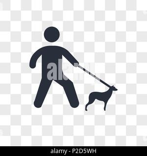 Passeggiate con il cane icona vettore isolato su sfondo trasparente, passeggiate con il cane concetto di logo Illustrazione Vettoriale