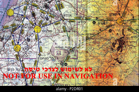 . Inglese: Sezione di CVFR rotte di volo mappa tra Gerusalemme e il Mar Mediterraneo, (Israele). 8 ottobre 2009. Etan Tal 26 IsraelCVFRchart-Jerusalem Foto Stock