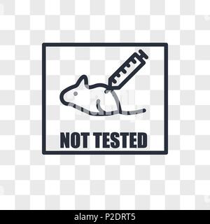 Non testato su animali icona vettore isolato su sfondo trasparente, non testato su animali concetto di logo Illustrazione Vettoriale