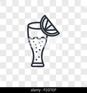 La limonata sul vetro con una fettina di limone icona vettore isolato su sfondo trasparente, la limonata sul vetro con una fettina di limone concetto del logo Illustrazione Vettoriale