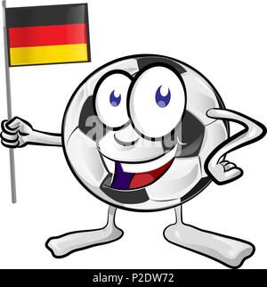 Pallone da calcio cartoon con bandiera della Germania Illustrazione Vettoriale