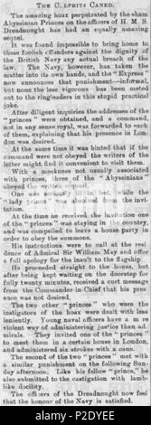 . Inglese: Relazione sulle conseguenze del 'Dreadnought hoax" del 7 febbraio 1910. 12 Maggio 1910 17 febbraio 2011 (originale data di caricamento) . Non dichiarato caricato da Rcbutcher a en. 16 DreadnoughtHoaxAftermathSingfreepress19100512 Foto Stock