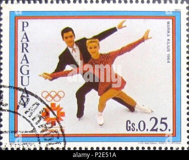 33 Marika Kilius e Hans-Jürgen Bäumler 1983 Paraguay timbro Foto Stock