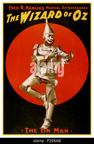 Vintage degli anni trenta Musical Poster ' Il Mago di Oz' lo stagno Man. Poster per Fred R. Hamlin è lo stravagante musical, il Mago di Oz. Stampa poster, litografia, creato da "l'U.S. Litografia Co.' Dave Montgomery da Fred pietra. (David C. Montgomery ha giocato Tin Man) 14 gennaio 1936 The Wizard of Oz: un americano di favola. Foto Stock