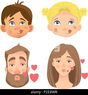 Emozioni di un volto umano. Set di volti umani esprimere le emozioni. Illustrazione Vettoriale Illustrazione Vettoriale