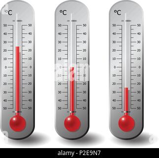 Termometri di grado Celsius impostato su bianco Illustrazione Vettoriale