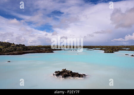 Blue Lagoon, Baia del lago termale, piscina esterna, Grindavík, Reykjanes, Islanda, Europa Foto Stock