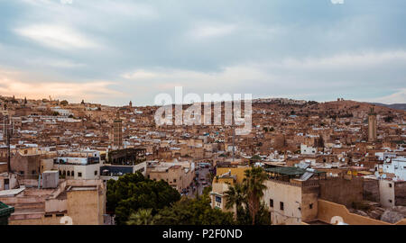 Vista panoramica della Medina di Fez in Marocco ( toni drammatici) Foto Stock