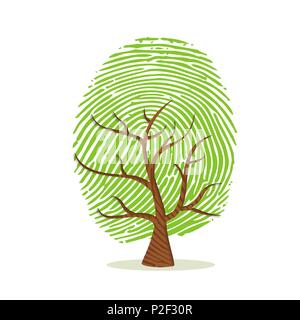 Struttura di impronte digitali fatto di verde dito umano stampa. Il concetto di identità, ambiente di aiuto o di cura della terra. EPS10 vettore. Illustrazione Vettoriale