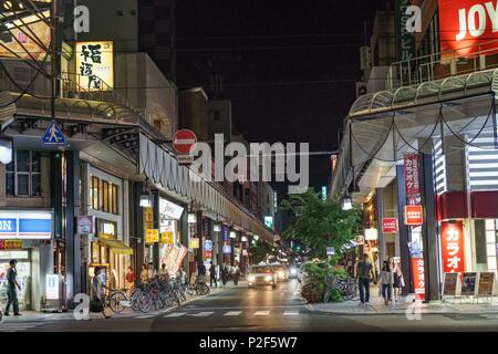 Shopping street, Morioka City, nella prefettura di Iwate, Giappone Foto Stock