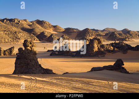 Deserto Libico, montagne Akakus, Libia, sahara Africa del Nord Foto Stock