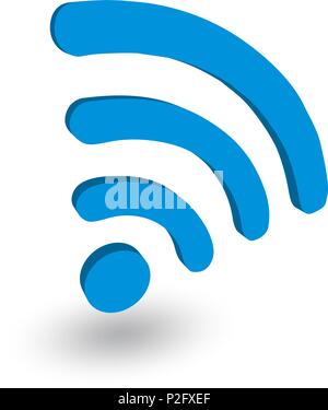 Etichetta Wi-Fi di colore blu su bianco 3d Illustrazione Vettoriale