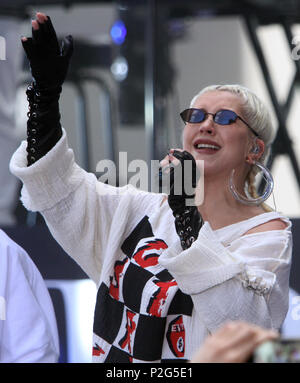 New York, Stati Uniti d'America. 15 GIU, 2018.Christina Aguilera eseguire ad oggi mostrano una serie di concerti in New York. Giugno 15, 2018: Credito/RW/MediaPunch Credito: MediaPunch Inc/Alamy Live News Foto Stock