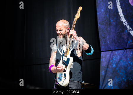 Roma, Italia. 15 GIU, 2018. La American heavy metal band la baronessa esecuzione dal vivo sul palco a Firenze Rock Festival 2018, apertura per pistole e Rose foto: Alessandro Bosio/Alamy Live News Foto Stock