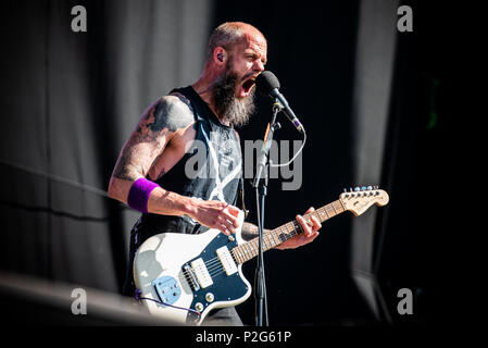 Roma, Italia. 15 GIU, 2018. La American heavy metal band la baronessa esecuzione dal vivo sul palco a Firenze Rock Festival 2018, apertura per pistole e Rose foto: Alessandro Bosio/Alamy Live News Foto Stock