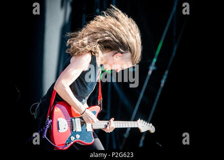 Roma, Italia. 15 GIU, 2018. La American heavy metal band la baronessa esecuzione dal vivo sul palco a Firenze Rock Festival 2018, apertura per pistole e Rose foto: Alessandro Bosio/Alamy Live News Foto Stock