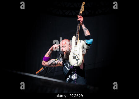 Roma, Italia. 15 GIU, 2018. La American heavy metal band la baronessa esecuzione dal vivo sul palco a Firenze Rock Festival 2018, apertura per pistole e Rose foto: Alessandro Bosio/Alamy Live News Foto Stock