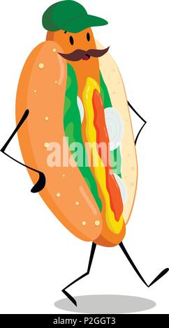 Paese vettore stile hot dog illustrazione. Cucina di strada vincitore. Illustrazione Vettoriale