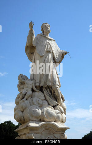 Scultura barocca di San Giovanni di Nepomuk a Varazdin, Croazia Foto Stock