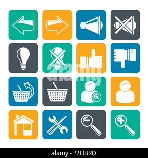 Silhouette Website e icone di internet - vettore icona impostare Illustrazione Vettoriale