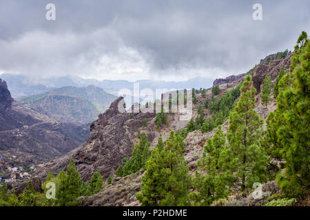 Paesaggio roccioso dell'isola di Gran Canaria intorno al Roque Nublo, Spagna Foto Stock