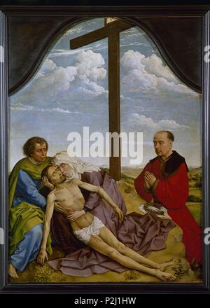 "Pietà" ca. 1450, scuola fiamminga, olio su pannello, 46,8 cm x 34,5 cm, P02540. Autore: Rogier van der Weyden (c. 1399-1464). Posizione: Il MUSEO DEL PRADO-PINTURA, MADRID, Spagna. Foto Stock