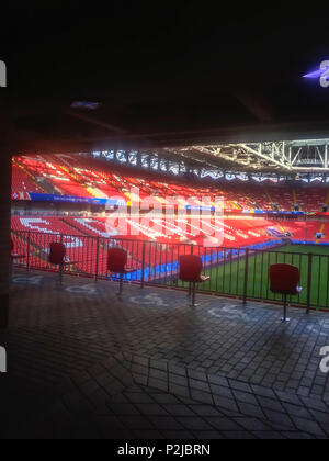 Mosca, Russia - giugno, 13, 2018: Otkritie Arena, Spartak football club stadium incluso in Russia nella sua offerta per il 2018 della Coppa del Mondo FIFA Foto Stock