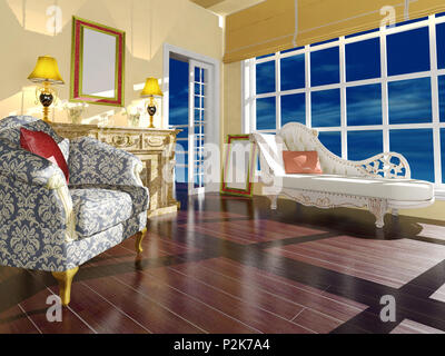 Classic living room interior decoration in condizioni di luce diurna Foto Stock