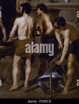 "Vulcan del Forge (dettaglio)", 1630, olio su tela, P01171. Autore: Diego Velázquez (1599-1660). Posizione: Il MUSEO DEL PRADO-PINTURA, MADRID, Spagna. Foto Stock